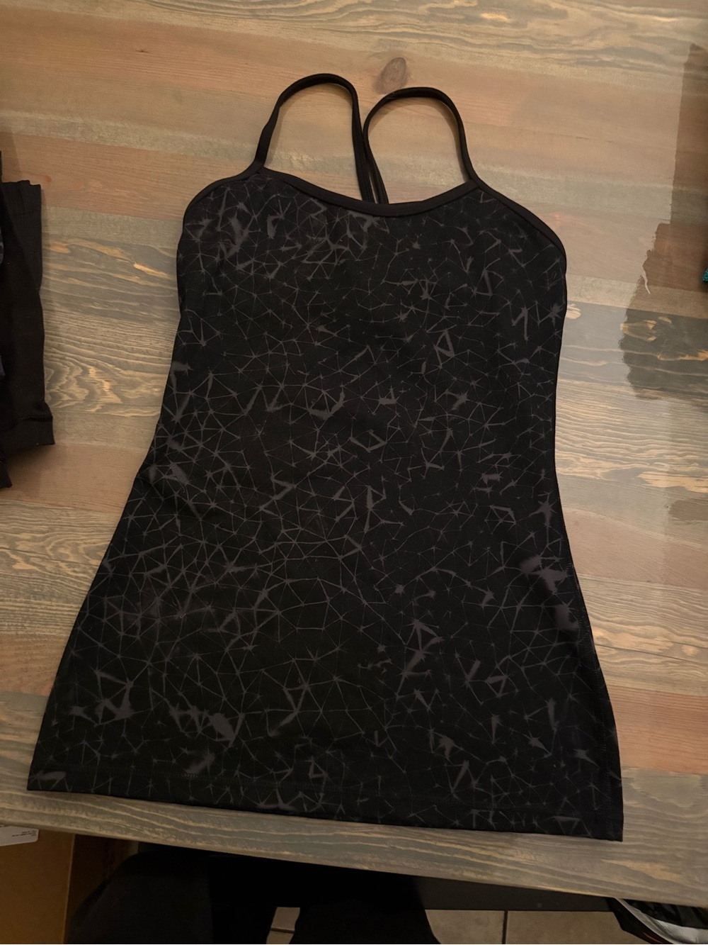 Lululemon Black gray Geometric Print Strappy Y spaghetti Tank top